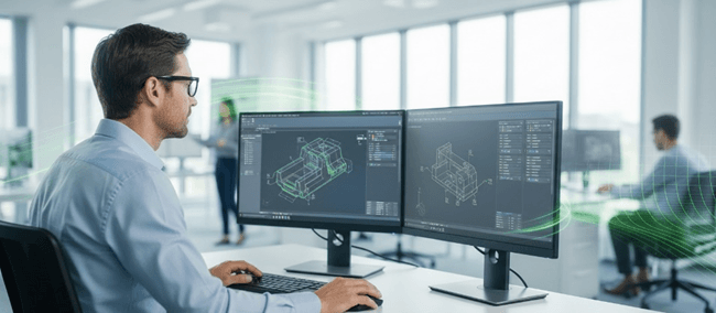 Ingenieur nutzt online CAD Konverter zur Konvertierung von 3D-CAD-Modellen.